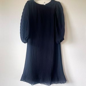 Vintage  Accordion Pleat 60s Black Pleated Shift Dress A Line Dress